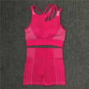 Yoga Set Women Sleeveless Sport Suit Workout Gym Clothes Fitness Sports Bra High Waist Shorts 2 Piece Utra Seamless Sportswear