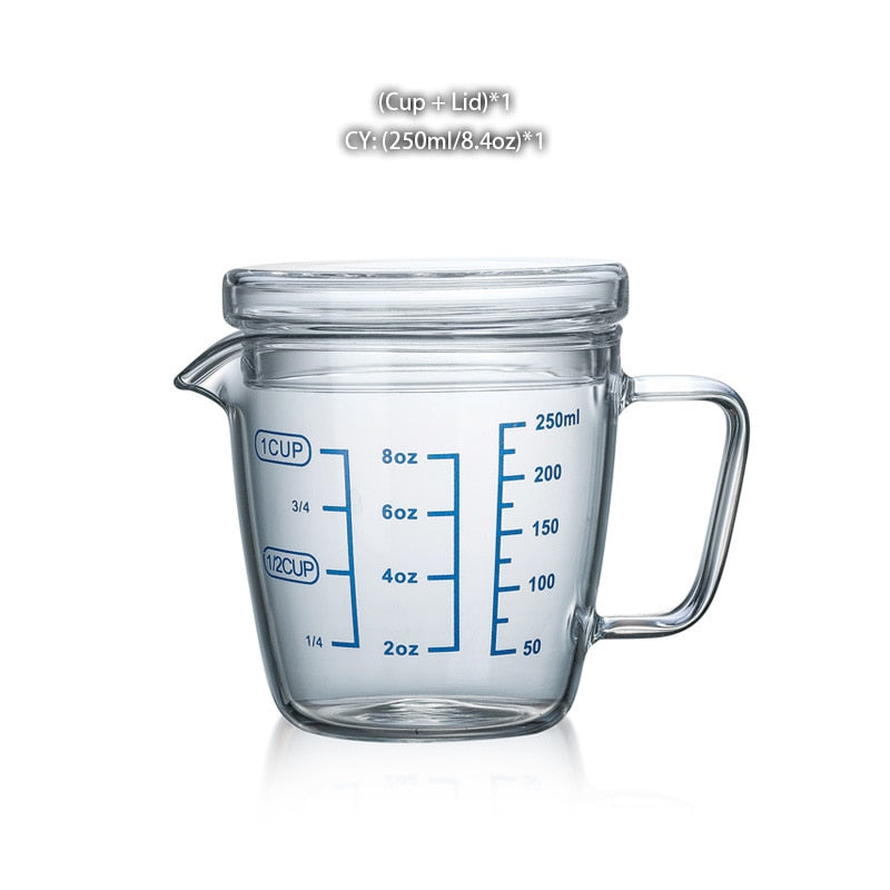 250/500ml Glass Measuring Cup Milk Jug Heat Resistant Glass Cup Measure Jug Creamer Scale Cup Tea Coffee Pitcher Microwave Safe