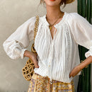 Jastie 2022 Spring Summer Blouse Shirts Women Long Sleeve Boho White Loose Blouses Shirt Women&