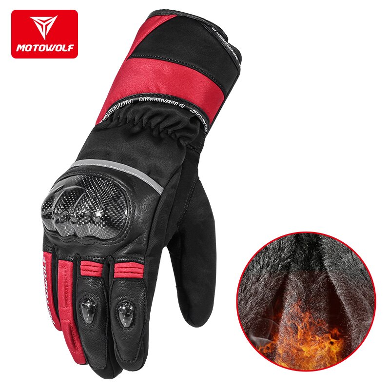 Guantes impermeables para motocicleta, cálidos para Invierno, a prueba de viento, reflectantes, antideslizantes, táctiles, guantes largos para montar, Gant Moto Luvas