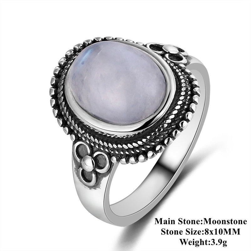 Natürliche Mondsteinringe für Sterlingsilber-Schmucksache-Ring der Mann-Frauen 925 mit großen Steinen 11x17MM ovalen Edelstein-Geschenk-Großverkauf