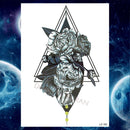 Pegatinas de tatuaje temporal de estilo veraniego, pluma de flor rosa para mujer, tatuajes falsos para hombre, tatuajes artísticos para brazo corporal, Lobo Tribal, León, Henna