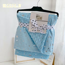 2 capas de punto de felpa Coral polar bronceado estrellas doradas Luna azul estrellado niño edredón niña bebé manta cuna infantil ropa de cama