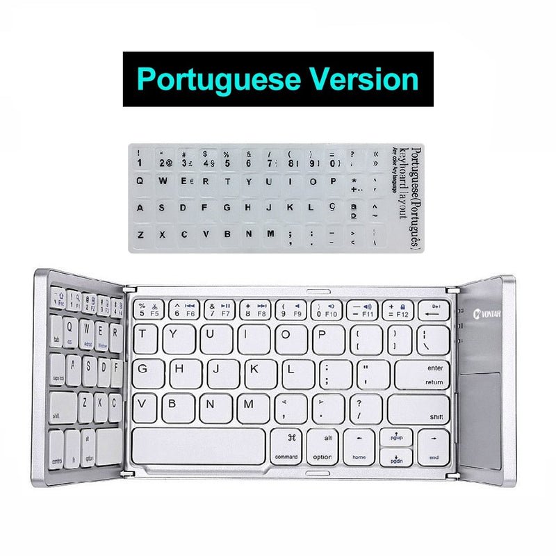 Folding Bluetooth Keyboard Wireless Klavye English/Russian/Spanish/Arabic/Hebrew/Portugues for IOS/Android/Windows ipad Tablet