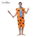 Umorden Purim Carnival Party Disfraces de Halloween Hombre adulto Primitive Savages Disfraz Hombres Fred Flintstones Stone Age Cosplay