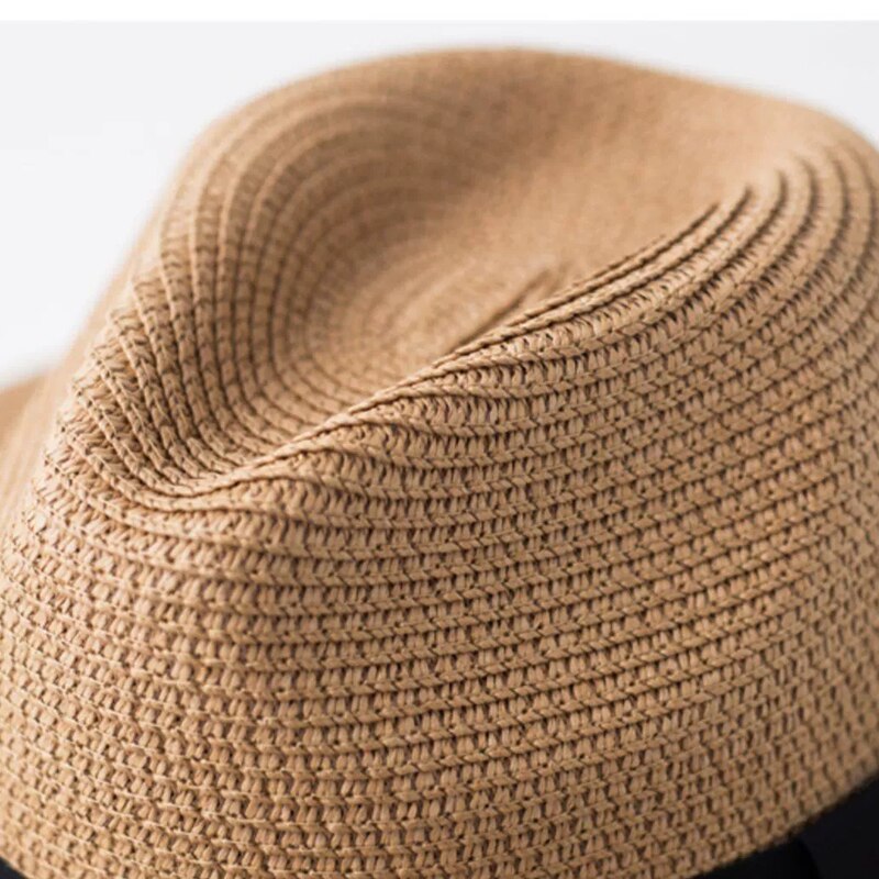 New Summer unisex Ribbon sun hat casual vacation Panama Topper hat straw hat women Beach jazz men hats Foldable Chapeau