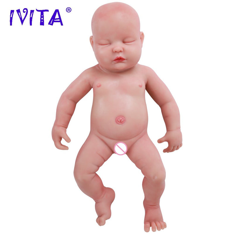 IVITA WG1510 47 cm 3,67 kg Mädchen mit geschlossenen Augen, hochwertige Ganzkörper-Silikon-Reborn-Puppen, lebendig geboren, Brinquedos, realistisches Baby-Spielzeug