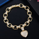 CWWZircons Love Heart Charm CZ Zirconia cúbica chapada en oro pulseras de cadena de eslabones cubanos para mujer regalo de joyería de moda CB200
