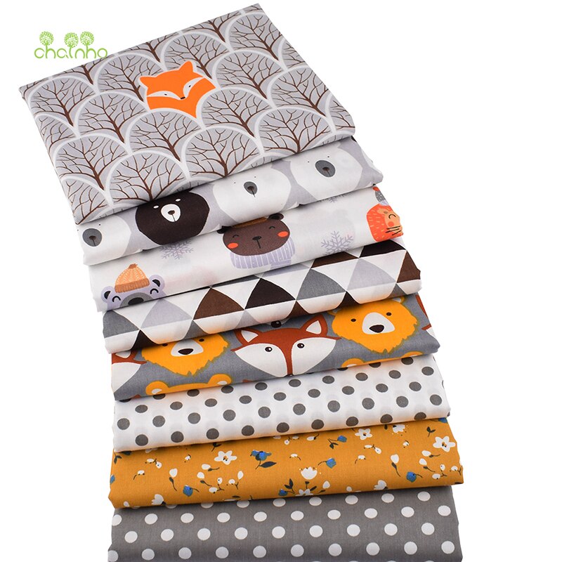 Chainho,8pcs/Lot,Jungle Animals Series,Printed Twill Cotton Fabric,Patchwork Cloth,DIY Sewing Quilting Material For Baby&amp;Child