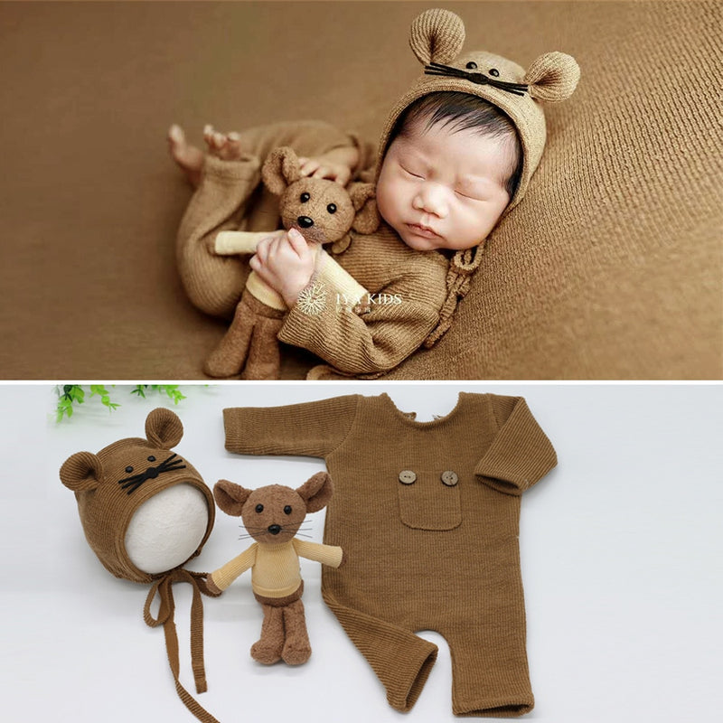 Baby Neugeborene Fotografie Requisiten Maus Puppe Baby Junge Mädchen Strampler Bodysuits Outfit Fotografie Baby Studio Shooting Requisiten Kleidung