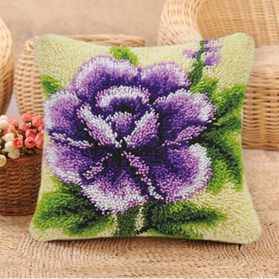 14 Style Flowers Latch Hook Kit Embroidery Crocheting Cross Stitch Latch Hook Needlework Knitting Embroidery Kits Pillows