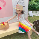 Humor Bear  Summer New  Sleeveless Cute Girl Dress Toddler Kid Princess Party Dress Print Back Bow Baby Kids Clothes