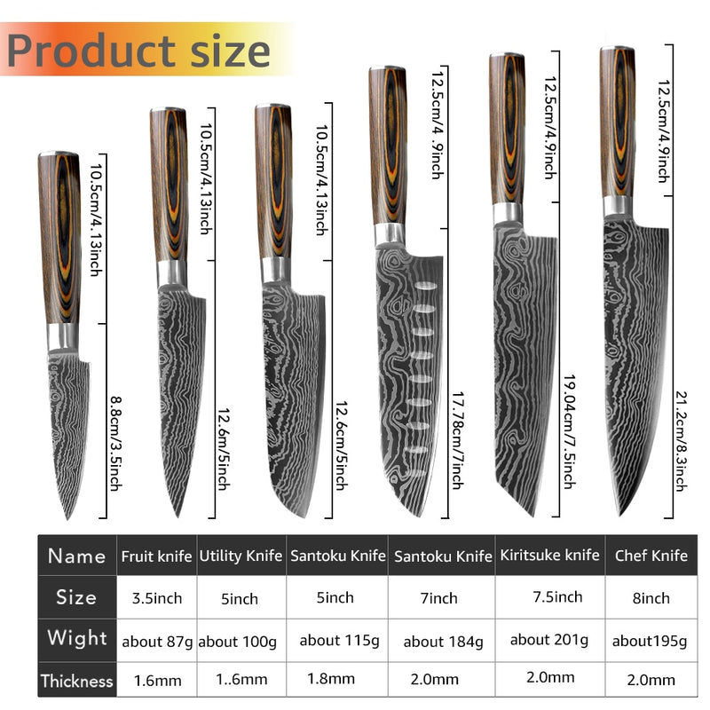 Kitchen Knives Set Stainless Steel 7CR17 Japanese Style Chef Knife Bread Meat Cleaver Paring Kitchen Knife Kitchen Accessories