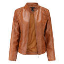2022 Leather Jacket Women Zippers Spring Autumn Women&