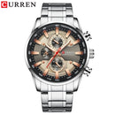 CURREN Herrenuhren Sportliche Luxus-Chronographen-Armbanduhren für Herren Quarz-Edelstahlband-Uhr mit Leuchtzeigern