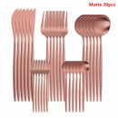 Western Cutlery Set 30 Piece Tableware Set Stainless Steel Dinnerware Black Spoon Fork Knife Dinner Set Complete Home Flatware