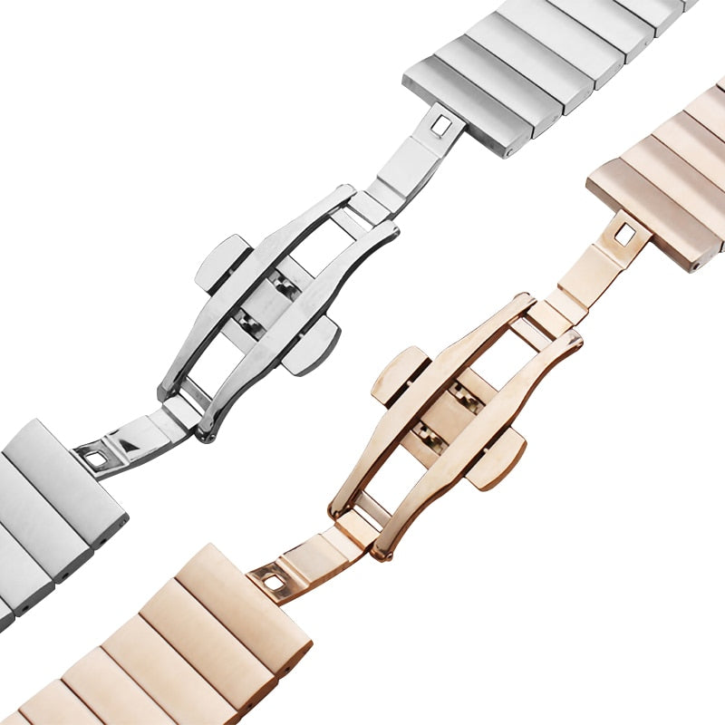 Stainless Steel strap for Apple Watch band 44 40 42 38 41 44mm For iWatch band Butterfly Metal Bracelet 5 4 3 se 6 7 Series