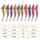 10pcs/box 12g-20g Squid fishing bait Wooden Shrimp jigging Fishing Lures hooks Artificial bait jig hook with double layer box