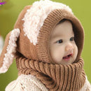 Korean Baby Knitting hats dog Ears winter Earflap Boys Girls Scarf Set Cute Warm Toddler Hat Kids Children Windproof Cap 0-4Y
