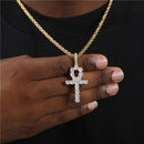 D &amp; Z oro blanco Ankh colgante Iced Out CZ piedras para hombre Micro pavimentado AAA CZ Hip Hop oro plata Color encanto cadenas joyería regalo