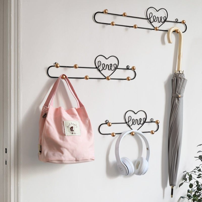 home Key hanger wall holder kitchen umbrella metal heat hooks for bags clothes bathroom key stand wall hanger decorativer