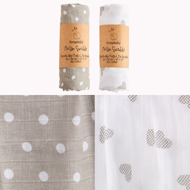 Kangobaby #My Soft Life# Brightly Colorful Flower And Leaf 2pcs Set Muslin Swaddle Blanket