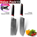 Kitchen Knives 1-9pcs Chef Knives 7CR17 440C High Carbon Stainless Steel Damascus Drawing Gyuto Cleaver Set Slicer Santoku Knife