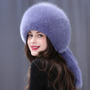 Winter Real Fox Fur Hats For Women Winter Stylish Russian Thick Warm Beanie woman Hat Natural Fluffy Fur Caps With Tail