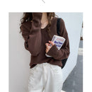 2022 Autumn Spring Women Sweaters Female Tops Knitted Thin Pullover Solid V-neck Loose Elegant Office Lady Casual All Match