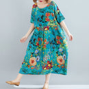 Vestido informal de algodón con estampado Floral de gran tamaño para mujer, vestido playero bohemio con flores de verano para mujer, vestidos largos holgados para mujer 2021