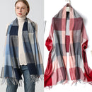 2022 Plaid Women Hijab Scarf Pashmina Lady Shawls Foulard Headband Tassel Cashmere-like Winter Scarves Warm Female Wraps Bandana