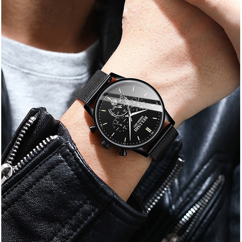 BELUSHI 2022 New Fashion Mens Watches Top Luxury Brand Sport Quartz Luminous Waterproof Chronograph Wristwatch Mens Watches