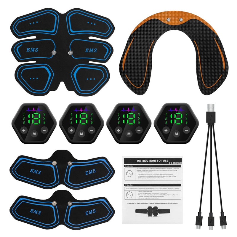 Estimulador muscular EMS, entrenador de cadera Abdominal, tóner USB Abs, entrenamiento físico, gimnasio en casa, pérdida de peso, adelgazamiento corporal, pantalla LCD