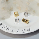 925 Silver Square Wide Edition Huggies Earring Button Ear Nail Fashion Woman Hoop Earrings Party Elegant Luxury Bridal Jewelry