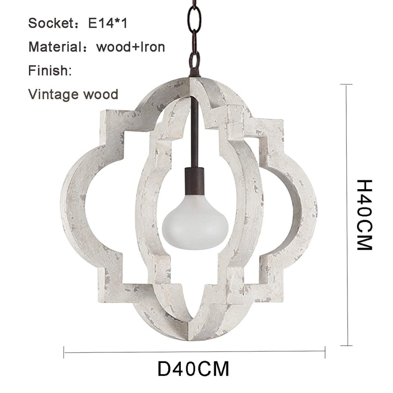 Candelabro de madera maciza Vintage iluminación del hogar estilo francés americano para sala de estar dormitorio comedor cocina retro blanco 4 luces