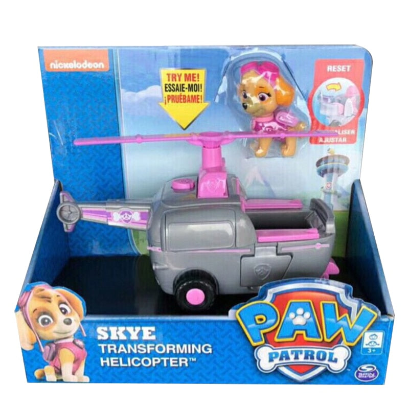 Juego de cachorros de perro de rescate de la patrulla canina genuina, coche de juguete, Patrulla Canina, modelo de figura de acción, Chase Skye, coche de escombros para niños, regalo