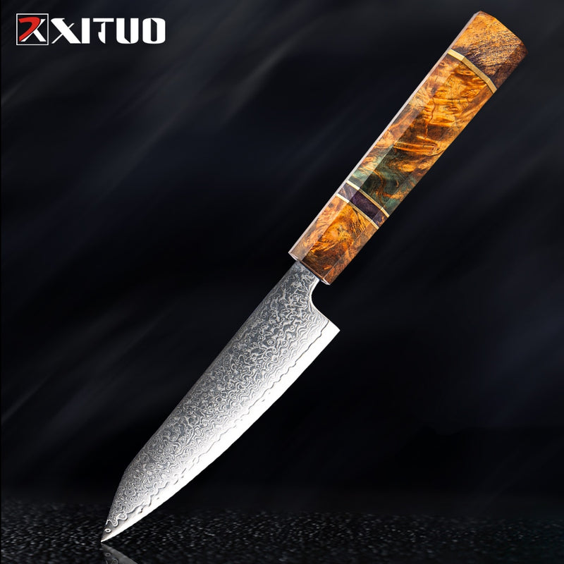 XITUO Chef's Nakiri Knife 67 Schichten japanischer Damaskus-Stahl Damaskus-Kochmesser 8 Zoll Damaskus-Küchenmesser Solidified Wood HD