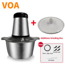 VOA 2 Speeds Electric Chopper Stainless Steel Meat Grinder Mincer Food Processor Slicer  2LCapacity Baby Supplement Machine