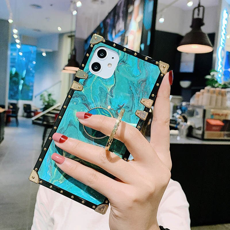 Case For Samsung Galaxy Note 10 Plus Cover Diamond Bracket Square Back Cover For Samsung Note 9 8 A70 A50 A7 2018 Phone Case