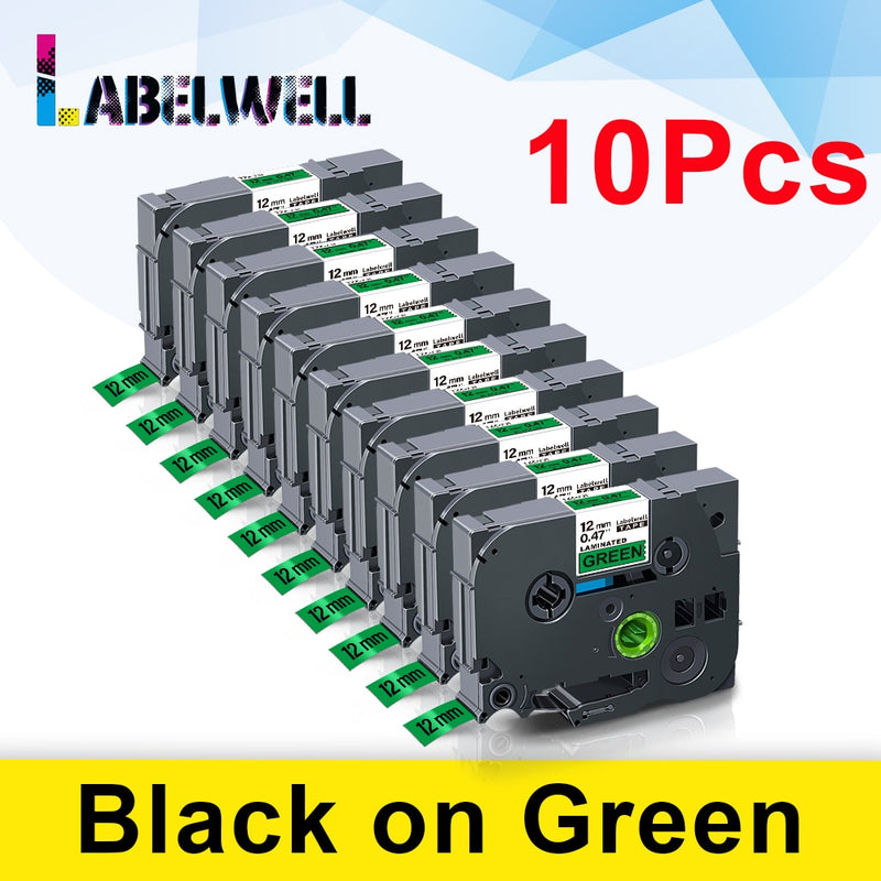 Labelwell 10pcs laminated Compatible for label tape 231 131 6/9/12mm Black on white tape 431 531 631 131 221 211 Printer Ribbon