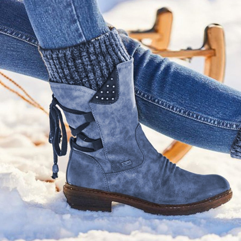 2020, zapatos cálidos para mujer, botas de nieve de cuero de ante, botas de invierno para mujer, zapatos de mujer de invierno 2019, botines de plataforma para mujer a media pantorrilla