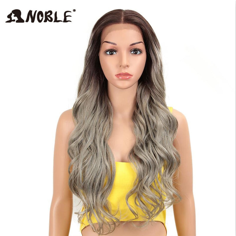 Noble Synthetic Lace Front Wig  ombre blonde Wig 30 Inch Long wavy Lace Front Wig  Synthetic Wigs For Black Women Maycaur wig