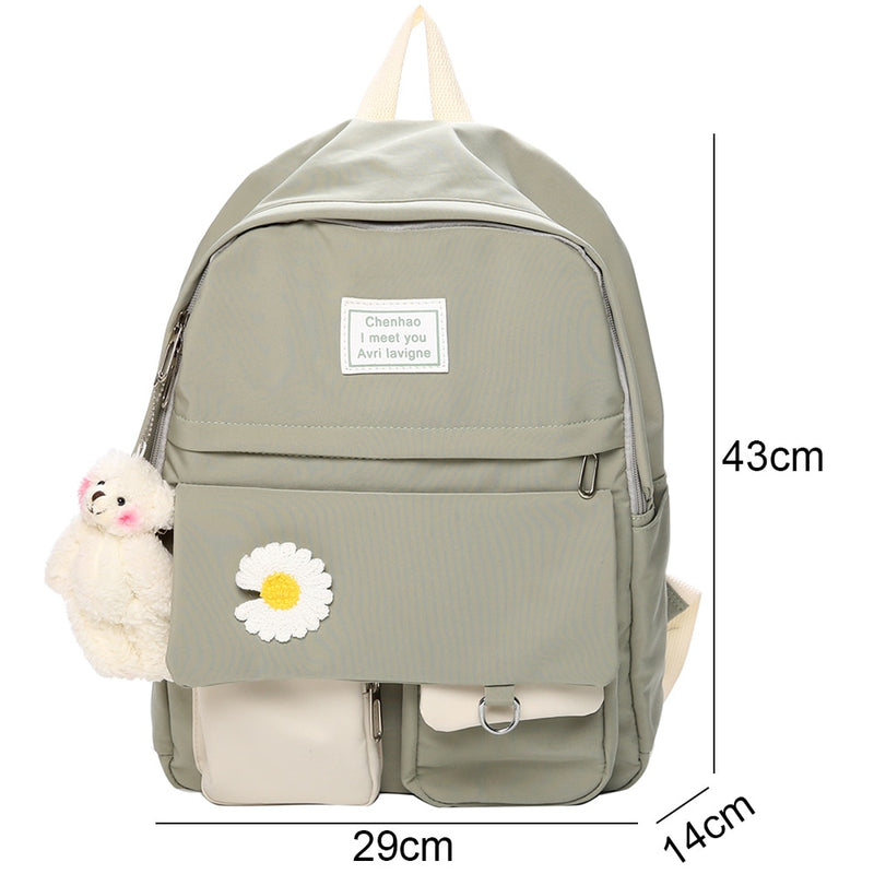 College Student Ladies Cute Backpack Women Flower Female Harajuku School Bags Book Kawaii Backpack Nylon Girl Trendy Bag Fashion