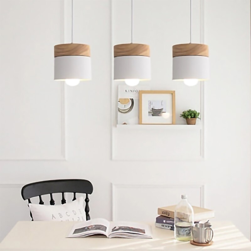 Nordic Minimalist E27 LED chandelier modern home decor wood indoor lighting bedroom living room study hanging lamp pendant light
