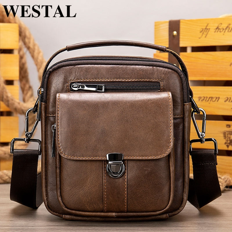 Bolso WESTAL para hombre, bolso de cuero para hombre Desinger, bolsos de hombro de cuero Natural para hombre, bolsos de mensajero para hombre, bolso cruzado pequeño 745