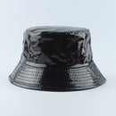 2021 Leder Dot Print Zweiseitiger Wende-Eimerhut Wasserdichter Fischerhut Sonnenkappe Angelhüte Für Damen Herren