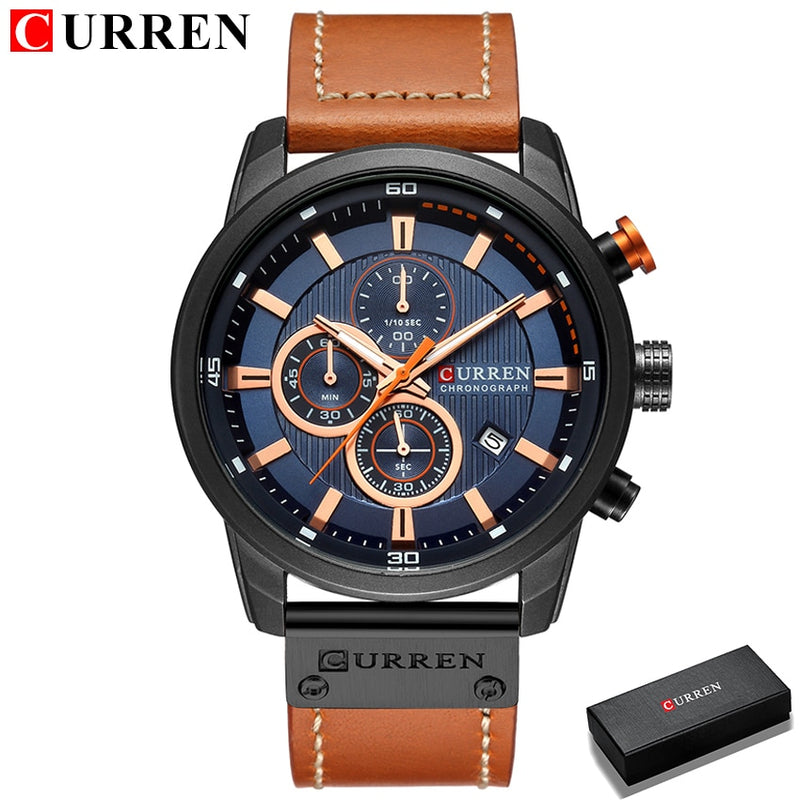 Relojes de cuarzo para hombre con correa de cuero de moda CURREN de lujo de marca superior, relojes de pulsera informales con fecha de negocios para hombre, reloj Montre Homme