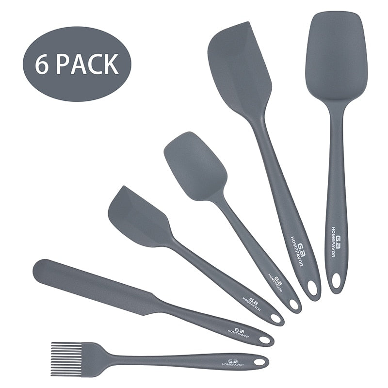 6 Pcs Kitchen Utensils Set Kitchenware Spatula Spoon Scraper Brush Tools Silicone Baking Cooking Cake Accessories