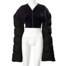 Sisterlinda Frühlings-Patchwork-Daunen-Puffermantel-Frauen-Jacke Extra lange Ärmel Warme Blasen-Weihnachts-Crop-Oberbekleidung-Damen-Outfit