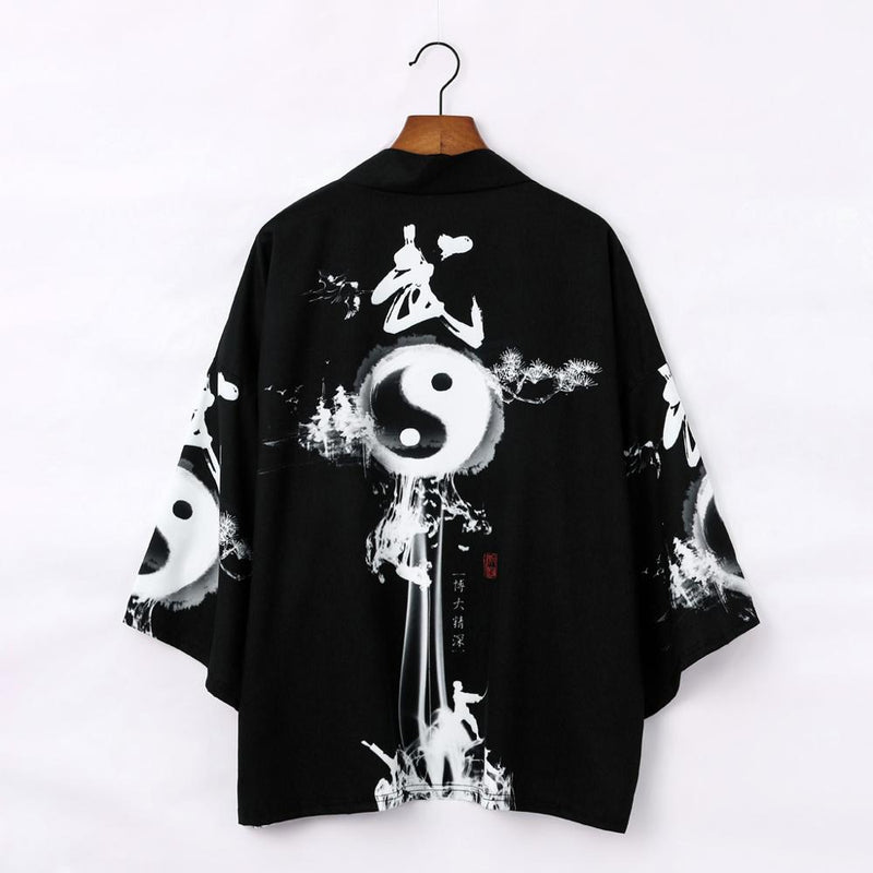 Kimono japonés cárdigan hombres novedad de verano Haori Samurai Kimonos Karate Streetwear camisa Kimono japonés hombres Haori Yukata